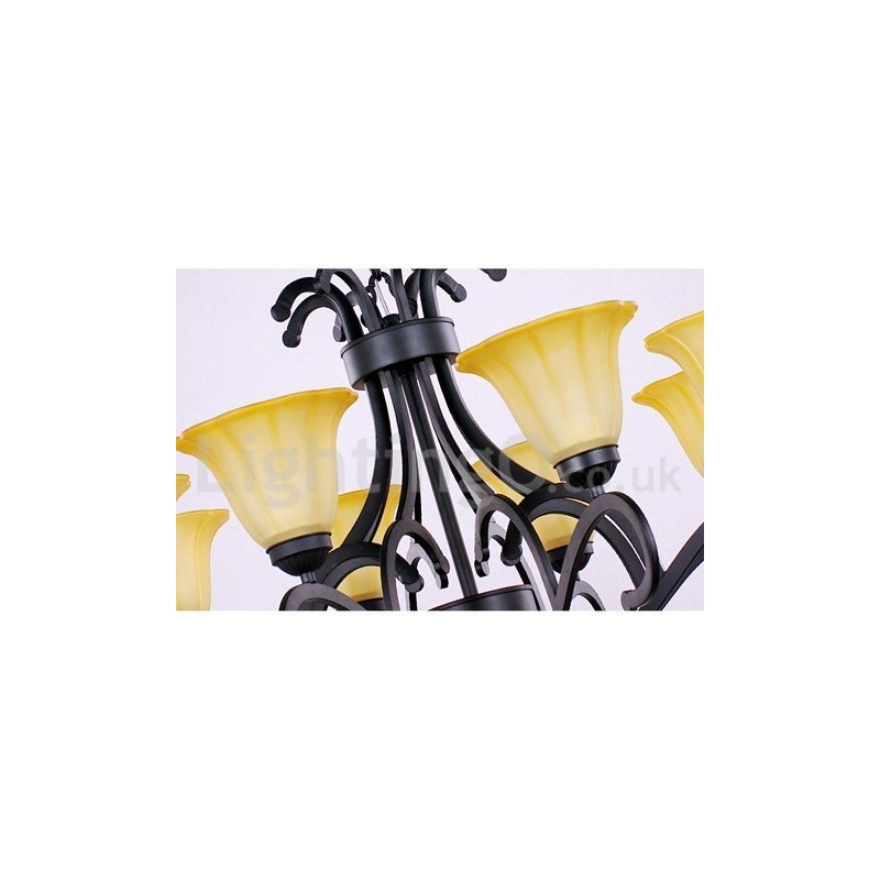 Lustre contemporain noir à 8 lumières de style bougie