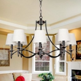 Lustre à 8 lumières de style bougie contemporain noir rustique rétro