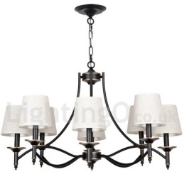 Lustre à 8 lumières de style bougie contemporain noir rustique rétro