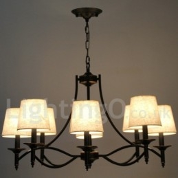 Lustre à 8 lumières de style bougie contemporain noir rustique rétro