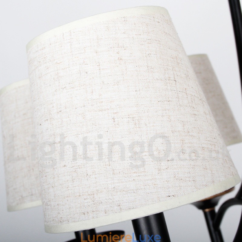 Lustre à 8 lumières de style bougie contemporain noir rustique rétro