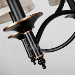Lustre à 8 lumières de style bougie contemporain noir rustique rétro