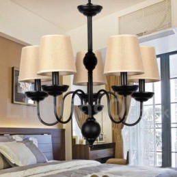 Lustre rustique rétro contemporain à 5 lumières de style bougie