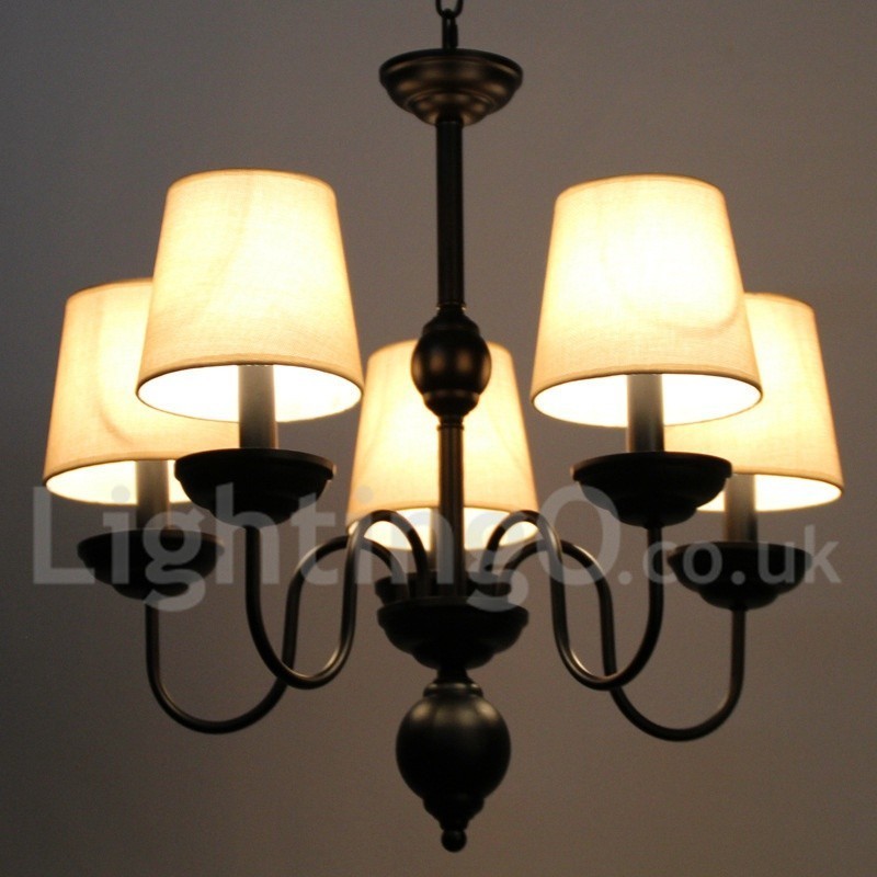 Lustre rustique rétro contemporain à 5 lumières de style bougie