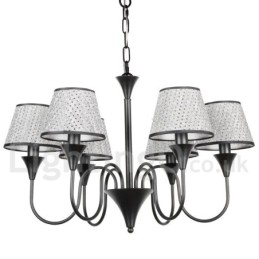 Lustre rustique moderne contemporain rétro noir à 6 lumières de style bougie