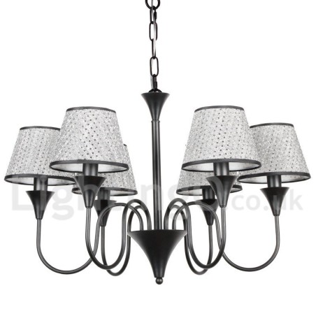 Lustre rustique moderne contemporain rétro noir à 6 lumières de style bougie