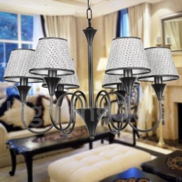 Lustre rustique moderne contemporain rétro noir à 6 lumières de style bougie