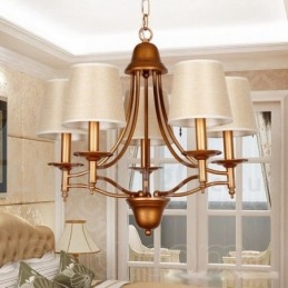 Lustre à 5 lumières de style méditerranéen rétro rustique avec bougies