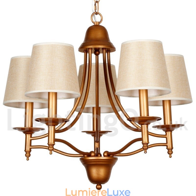 Lustre à 5 lumières de style méditerranéen rétro rustique avec bougies