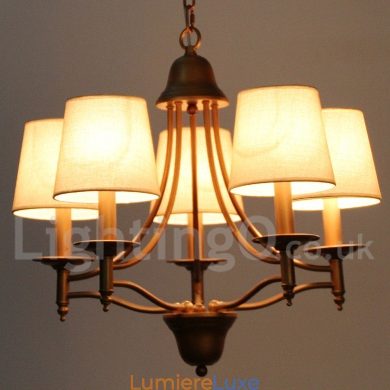 Lustre à 5 lumières de style méditerranéen rétro rustique avec bougies