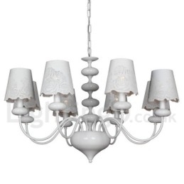 Lustre moderne contemporain à 8 lumières de style bougie creuse blanche