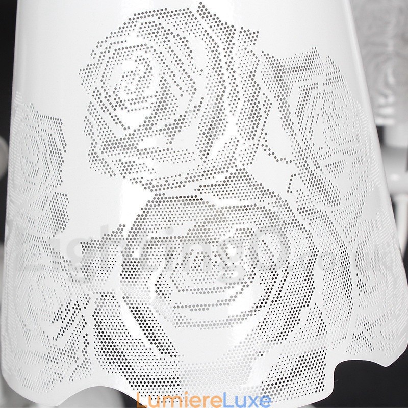 Lustre moderne contemporain à 8 lumières de style bougie creuse blanche