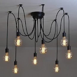 Lustre suspendu à 8 lumières, style traditionnel, classique et rétro, en métal
