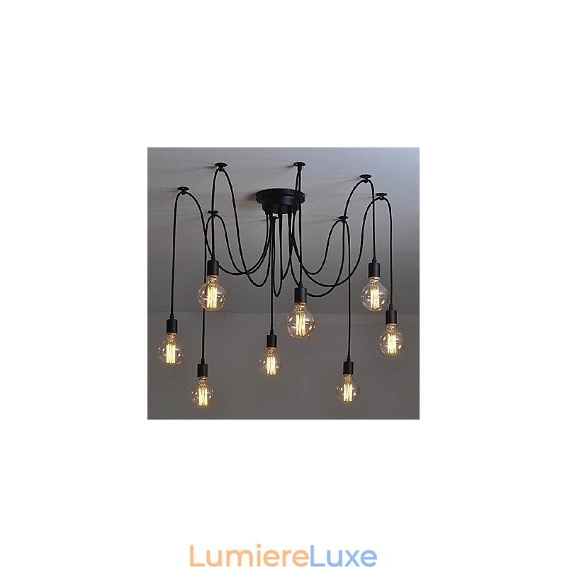 Lustre suspendu à 8 lumières, style traditionnel, classique et rétro, en métal