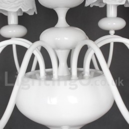 Lustre moderne contemporain à 8 lumières de style bougie creuse blanche