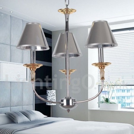 Lustre moderne contemporain à 3 lumières de style bougie chromé