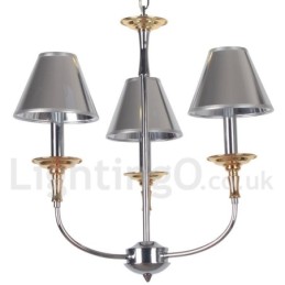 Lustre moderne contemporain à 3 lumières de style bougie chromé