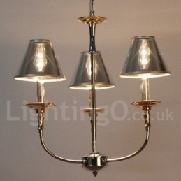 Lustre moderne contemporain à 3 lumières de style bougie chromé