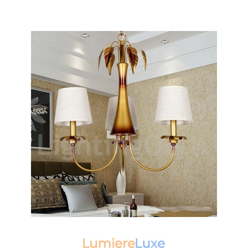 Lustre à 3 lumières de style bougie rustique contemporain moderne