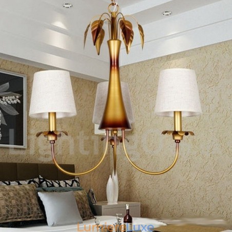 Lustre à 3 lumières de style bougie rustique contemporain moderne