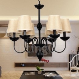 Lustre rustique rétro contemporain à 6 lumières de style bougie