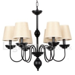 Lustre rustique rétro contemporain à 6 lumières de style bougie