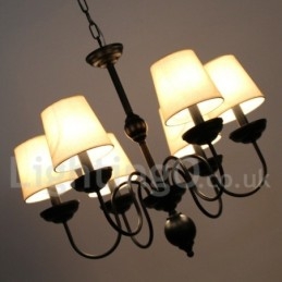 Lustre rustique rétro contemporain à 6 lumières de style bougie
