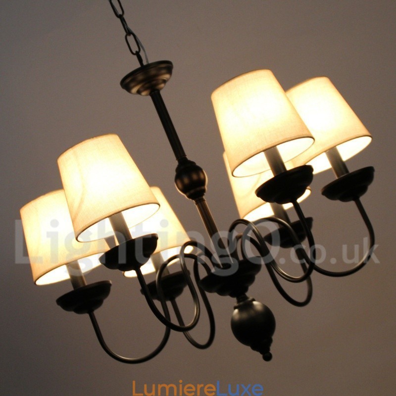 Lustre rustique rétro contemporain à 6 lumières de style bougie