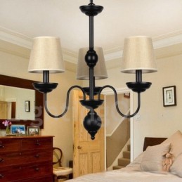 Lustre rustique rétro contemporain à 3 lumières de style bougie