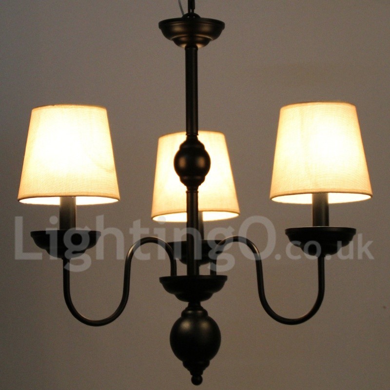 Lustre rustique rétro contemporain à 3 lumières de style bougie