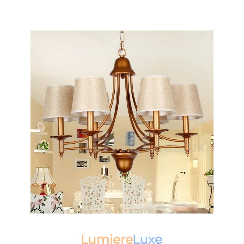 Lustre à 6 lumières de style méditerranéen rétro rustique avec bougies