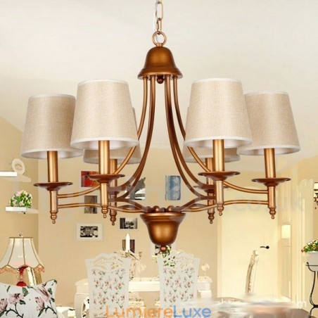 Lustre à 6 lumières de style méditerranéen rétro rustique avec bougies