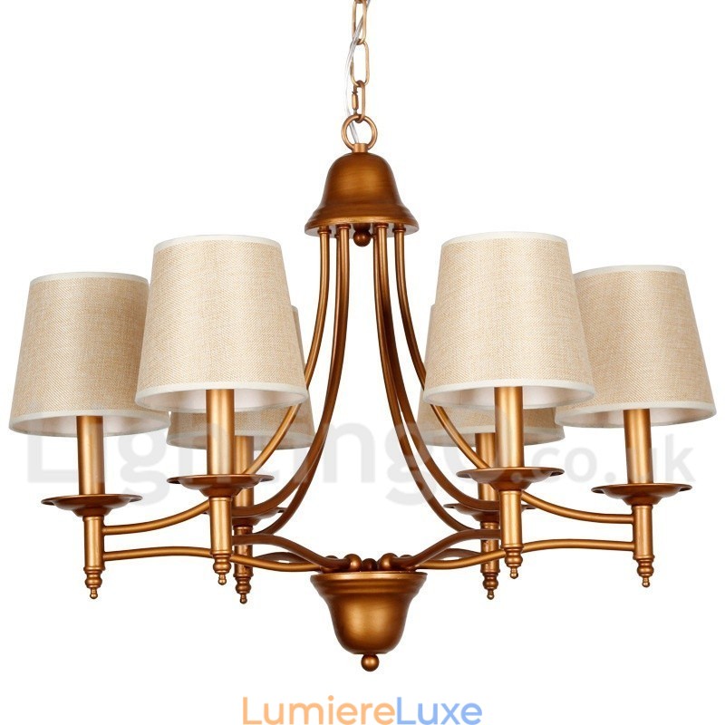 Lustre à 6 lumières de style méditerranéen rétro rustique avec bougies