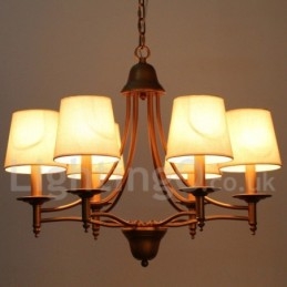 Lustre à 6 lumières de style méditerranéen rétro rustique avec bougies