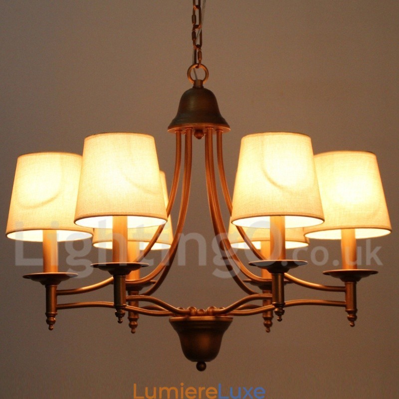 Lustre à 6 lumières de style méditerranéen rétro rustique avec bougies