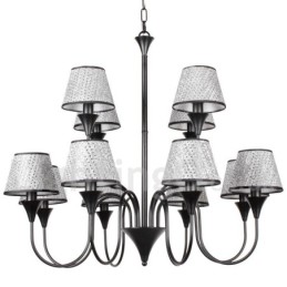 Lustre rustique moderne contemporain rétro noir à 12 lumières de style bougie
