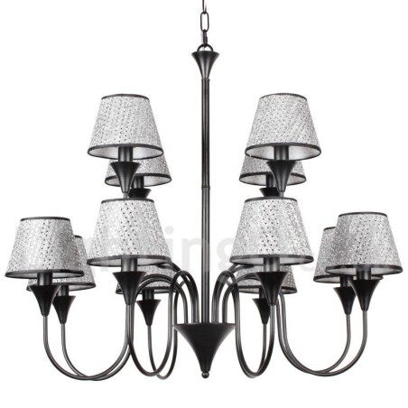 Lustre rustique moderne contemporain rétro noir à 12 lumières de style bougie Lustre rustique moderne contemporain rétro noir à 12 lumières de style bougie