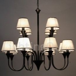 Lustre rustique moderne contemporain rétro noir à 12 lumières de style bougie