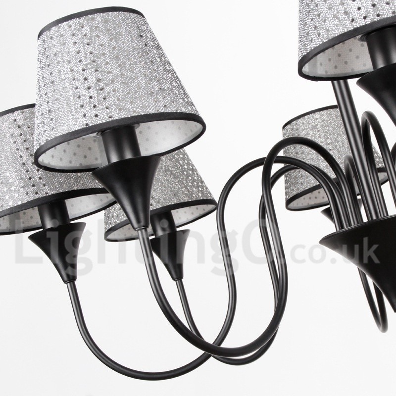 Lustre rustique moderne contemporain rétro noir à 12 lumières de style bougie