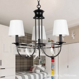 Lustre à 3 lumières de style méditerranéen rétro noir rustique contemporain de style bougie