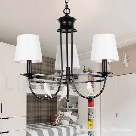 Lustre à 3 lumières de style méditerranéen rétro noir rustique contemporain de style bougie