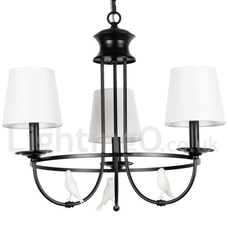 Lustre à 3 lumières de style méditerranéen rétro noir rustique contemporain de style bougie