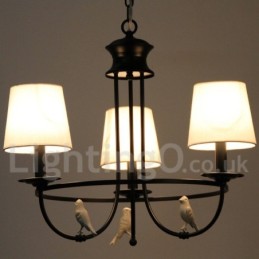 Lustre à 3 lumières de style méditerranéen rétro noir rustique contemporain de style bougie