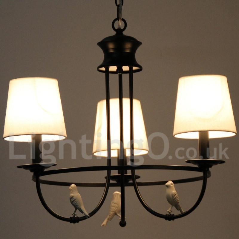 Lustre à 3 lumières de style méditerranéen rétro noir rustique contemporain de style bougie