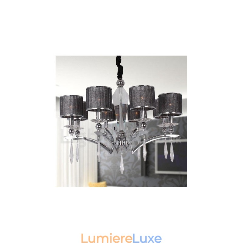 Lustre contemporain moderne à 8 lumières de style bougie
