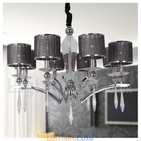Lustre contemporain moderne à 8 lumières de style bougie