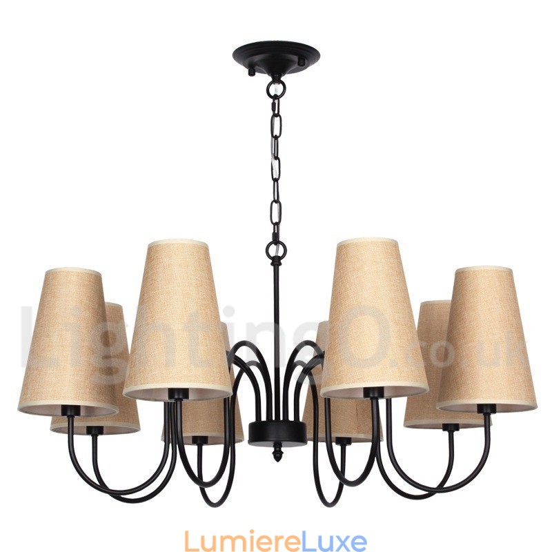 Lustre rétro contemporain à 8 lumières de style bougie