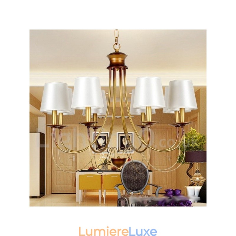 Lustre à 8 lumières de style méditerranéen rustique et contemporain moderne de style bougie