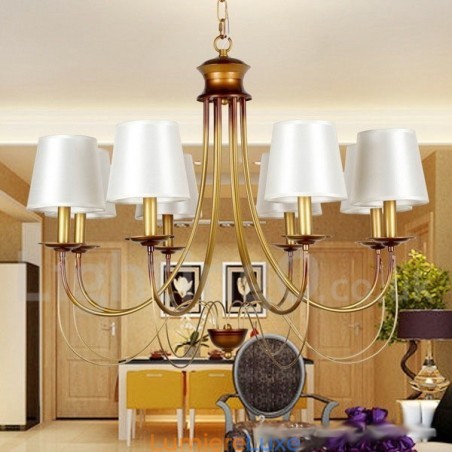 Lustre à 8 lumières de style méditerranéen rustique et contemporain moderne de style bougie