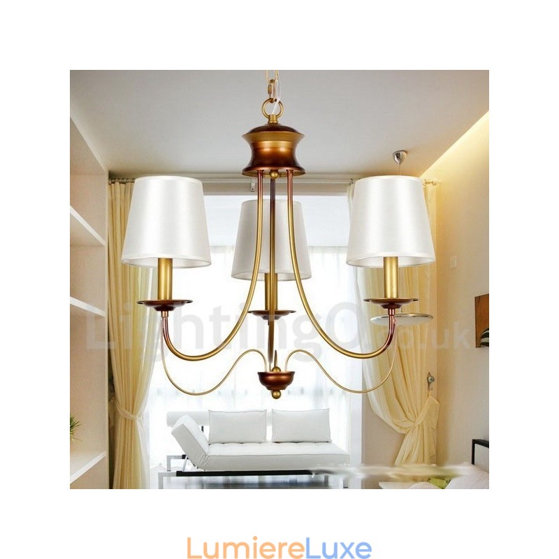 Lustre à 3 lumières de style méditerranéen rustique et contemporain moderne de style bougie